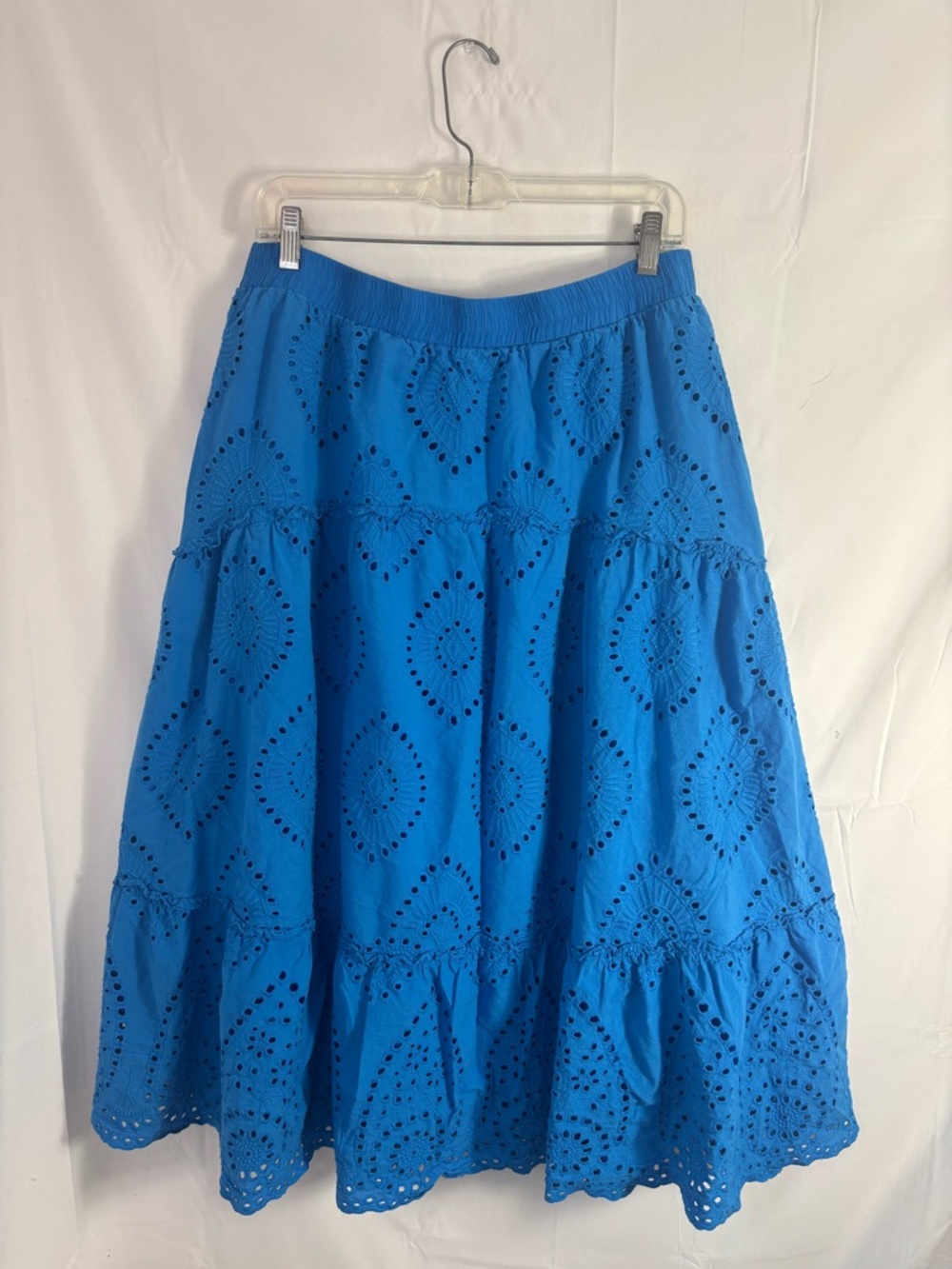 Blue cotton Tiered Boho Festival Whimsy Maxi Skirt Size L-XL